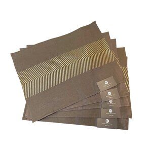 Hotel Collection Gray & Gold Linen Placemats 14" X 19" - Set Of 5